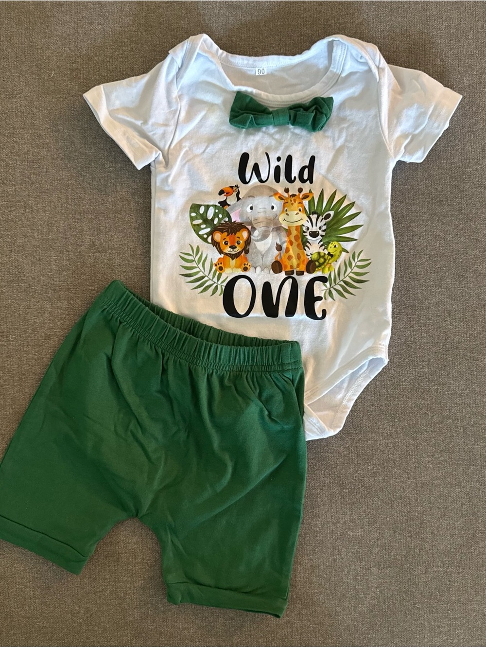 Wild One Safari First Birthday Outfit with Bow tie 18 Months